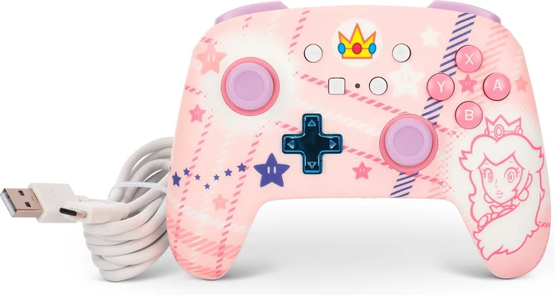 PowerA Geavanceerde Draadloze Controller NSGP0255-01 - Prinses Peach Plaid