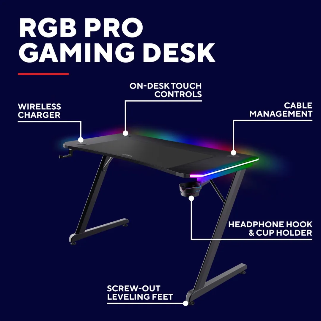 Trust GXT710 Luminus Pro Gaming Bureau - RGB Zwart - afbeelding 6 van 6