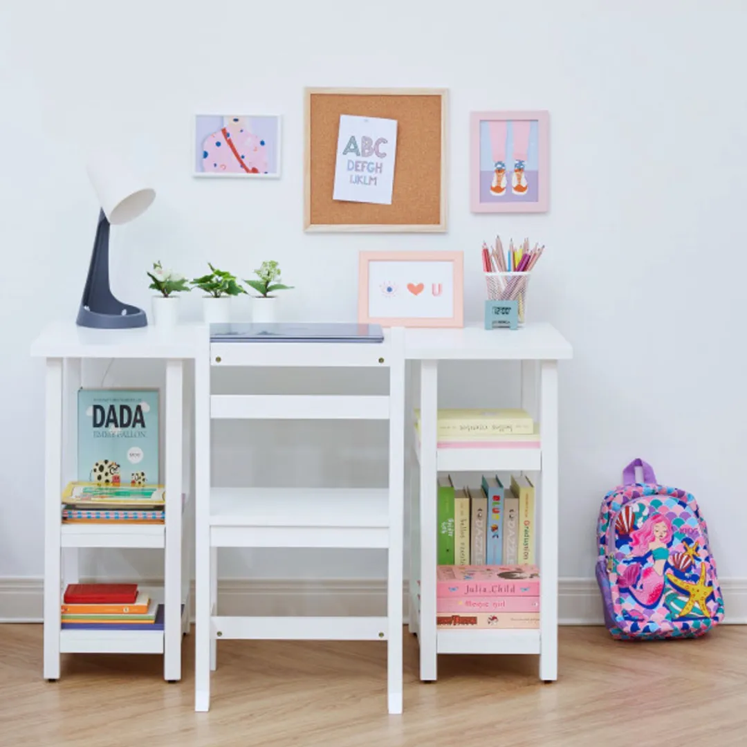 Teamson Kids Houten Bureau en Stoel Set - Wit - 101,6cm