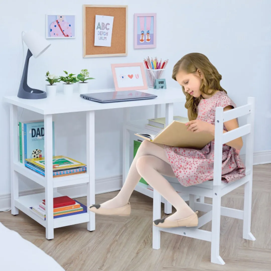 Teamson Kids Houten Bureau en Stoel Set - Wit - 101,6cm