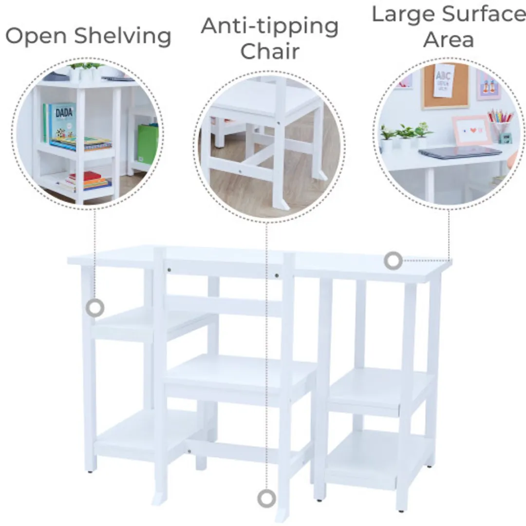 Teamson Kids Houten Bureau en Stoel Set - Wit - 101,6cm