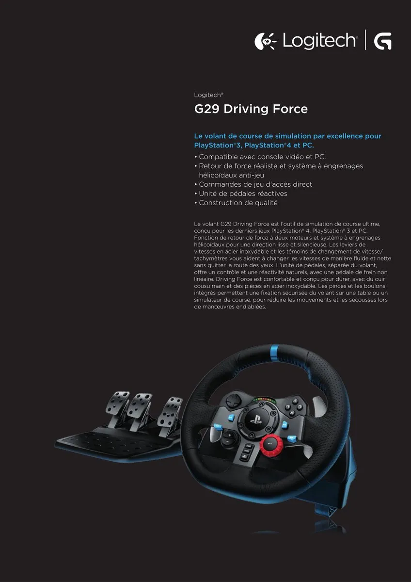 Logitech G G29 Driving Force Racestuur - Zwart