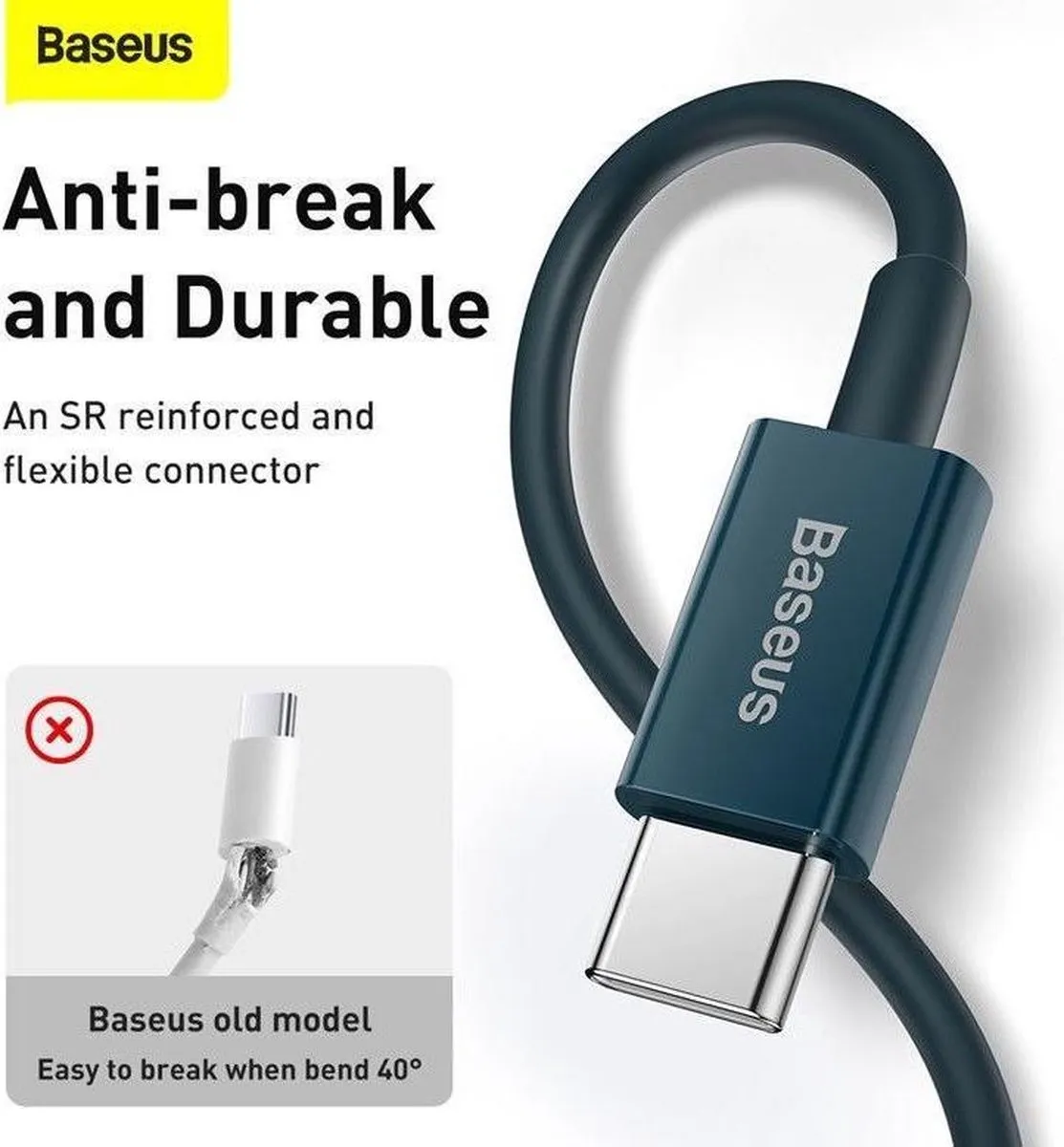 Baseus USB-C naar Lightning 20W Kabel 2m - Transparant