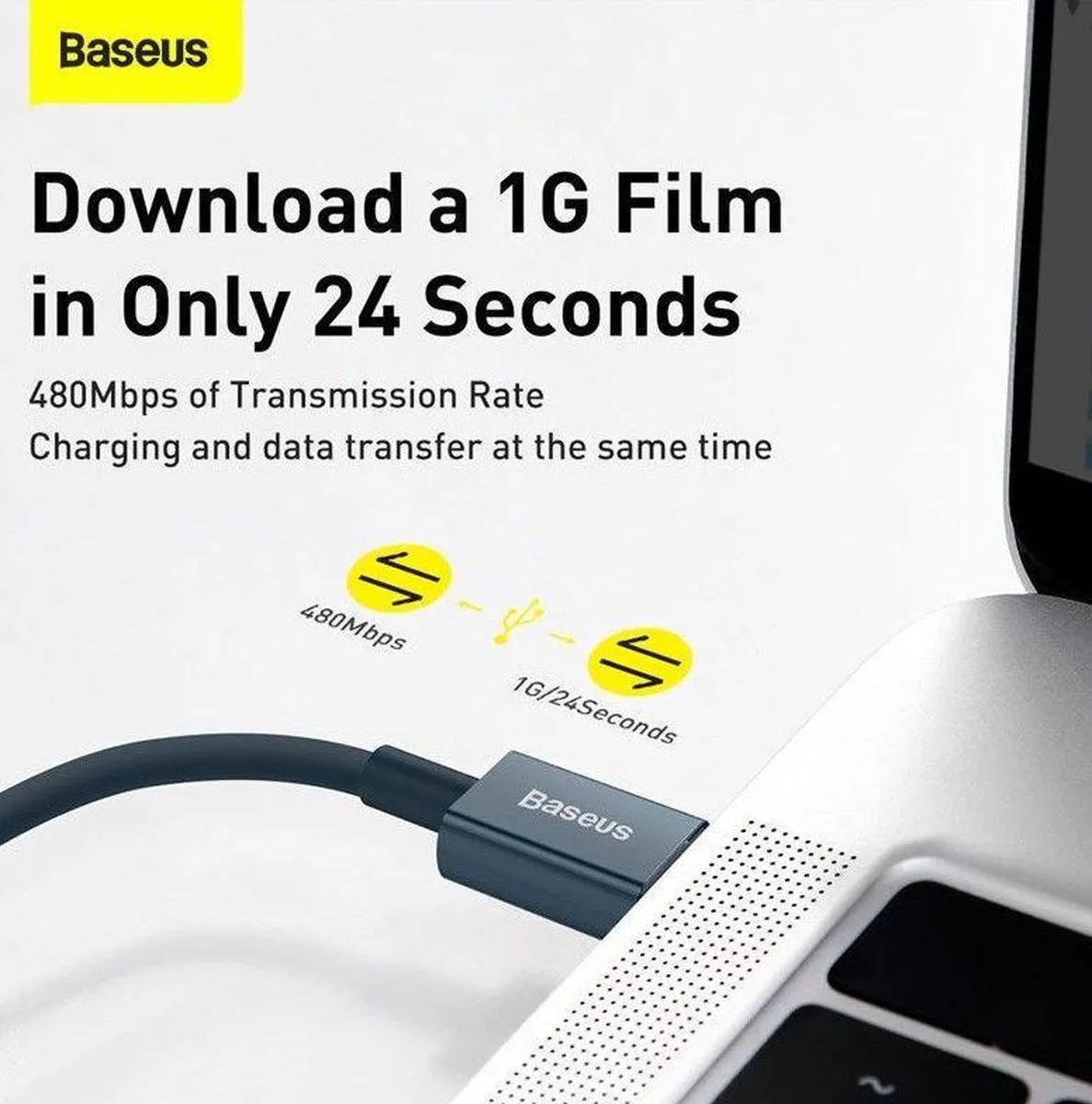 Baseus USB-C naar Lightning 20W Kabel 2m - Transparant