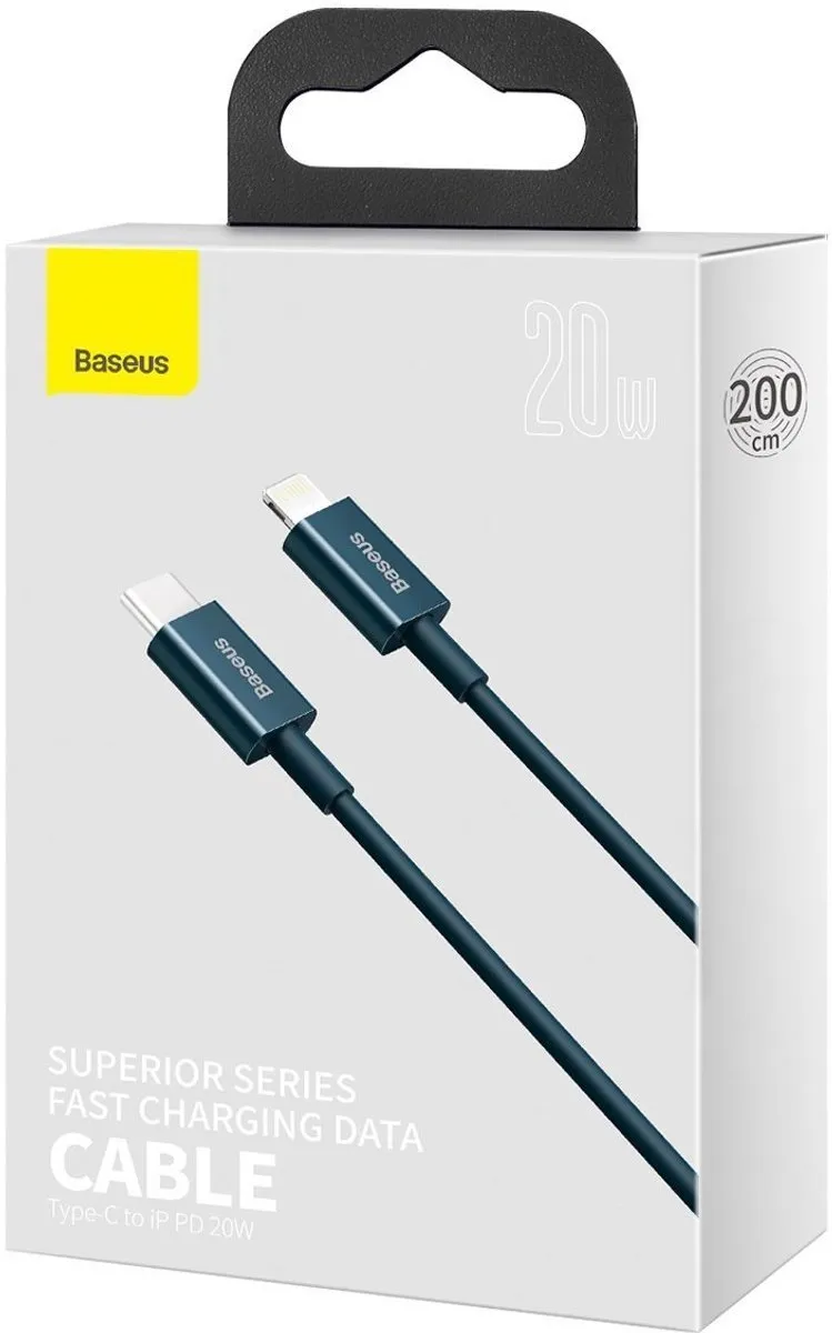 Baseus USB-C naar Lightning 20W Kabel 2m - Transparant