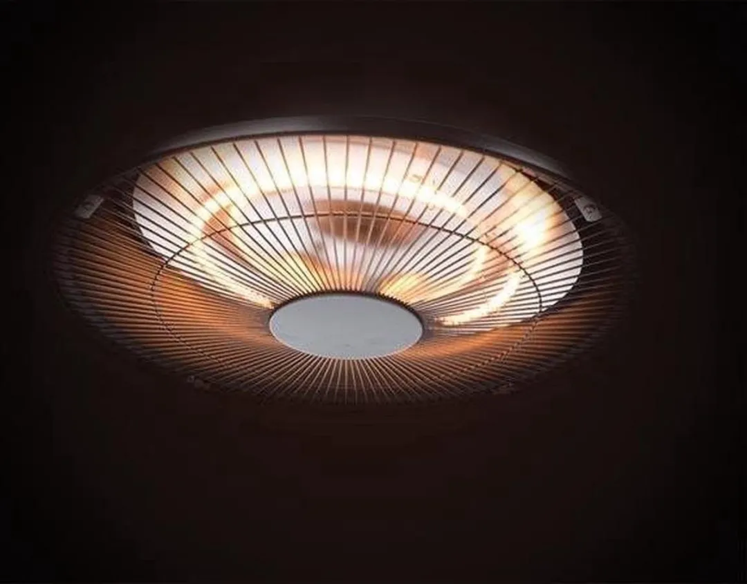 Perel Terrasverwarmer, 1500 W, carbon, plafondmontage, met ketting, 1 warmteniveau, plensdicht, retrodesign, metaal, zwart