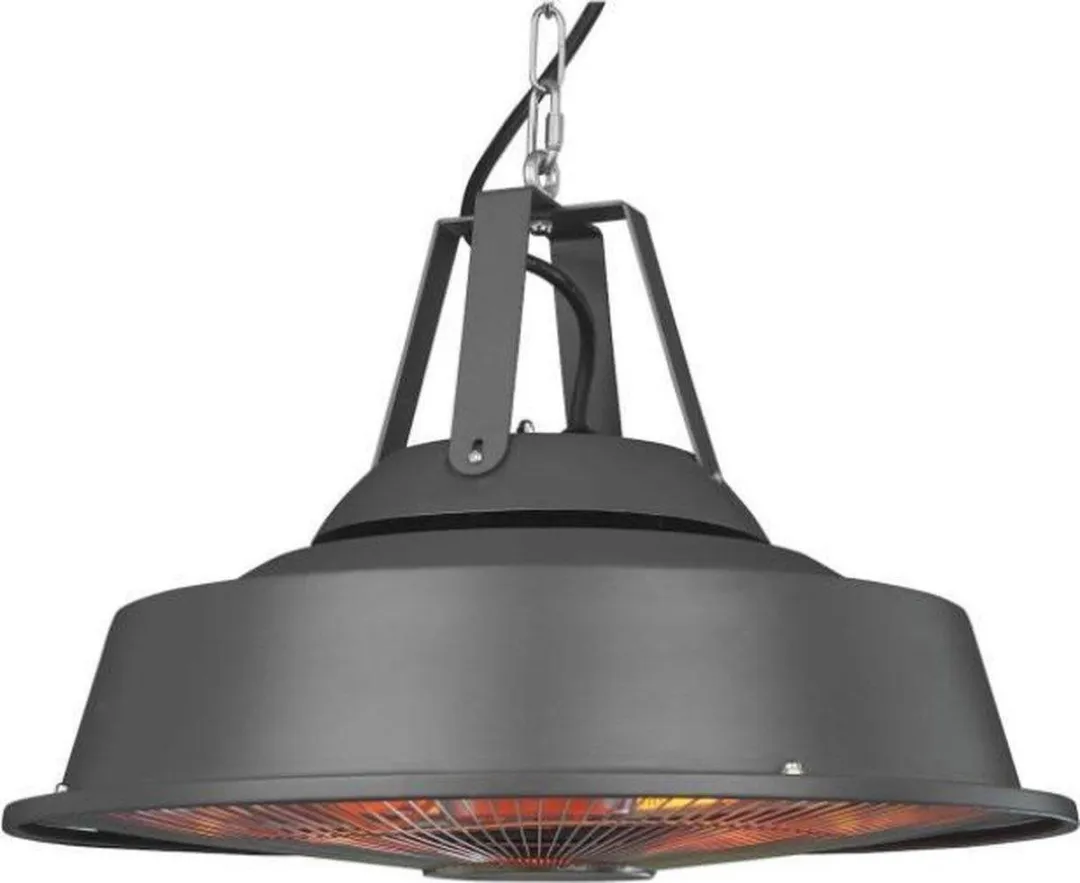 Perel Terrasverwarmer, 1500 W, carbon, plafondmontage, met ketting, 1 warmteniveau, plensdicht, retrodesign, metaal, zwart