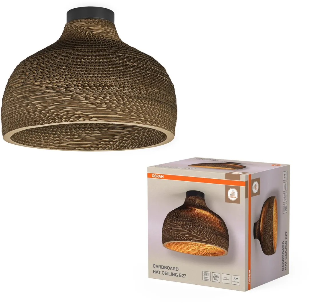 Osram Decor Cardboard Hat Plafondlamp E27 - Bruin - Ø36cm