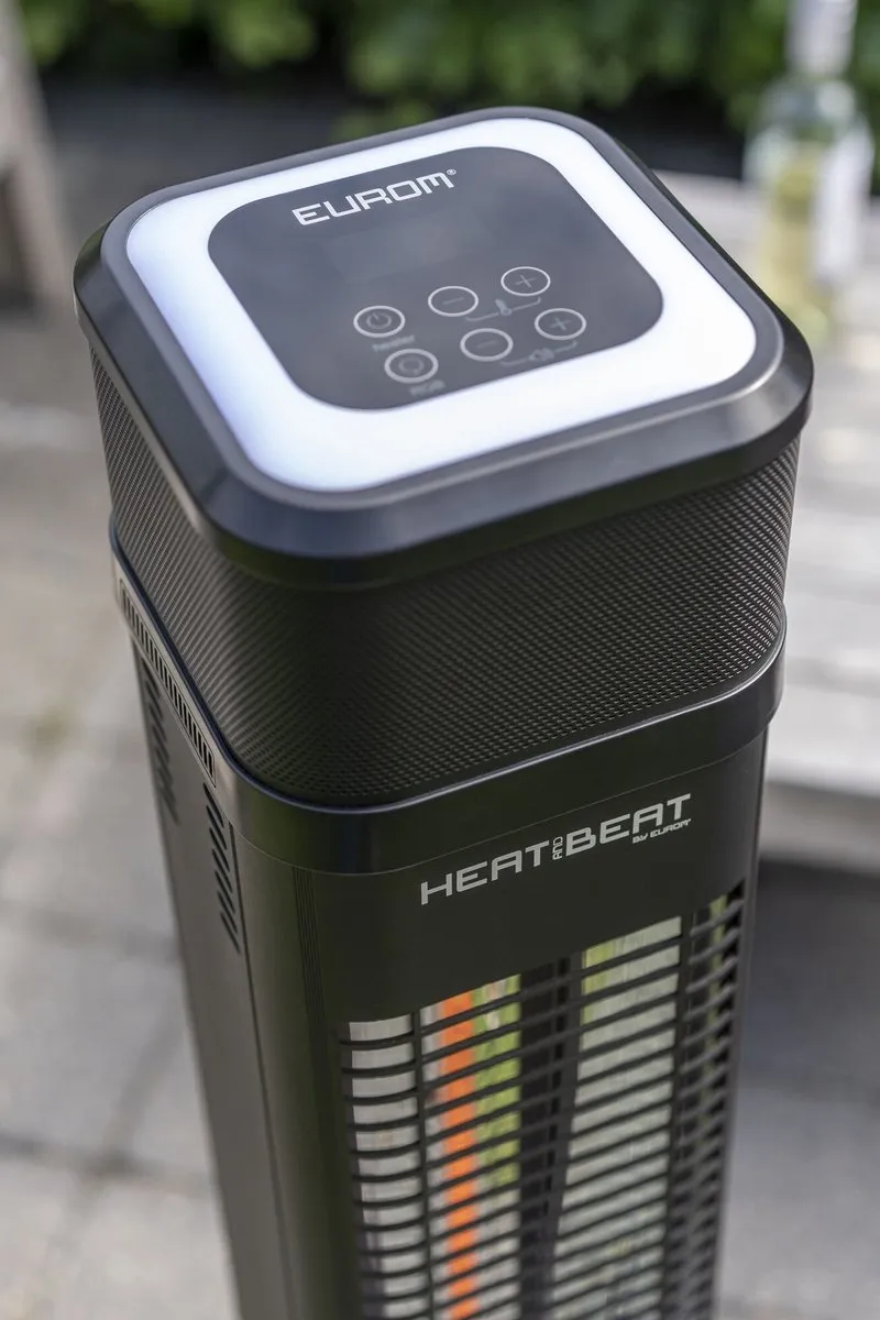 Eurom Heat and Beat Tower Terrasverwarmer - 6 standen - Ø34,5cm - Zwart - afbeelding 6 van 6