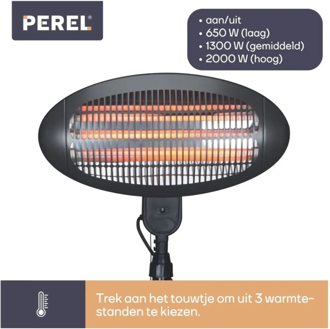 Perel PHS2000 Staande Terraswarmer 2000W - Zwart - afbeelding 6 van 6