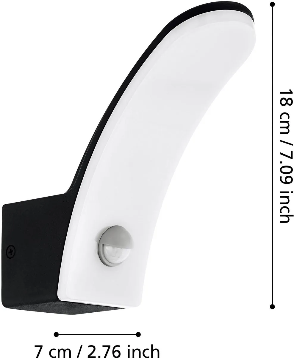 Eglo Fiumicino LED Buitenwandlamp 11W - Sensor - Zwart