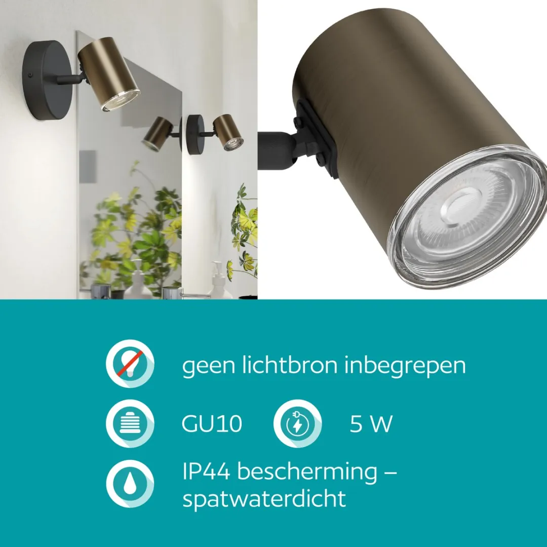 Eglo Consuma 1 Opbouwspot GU10 - 5W - Brons/Zwart