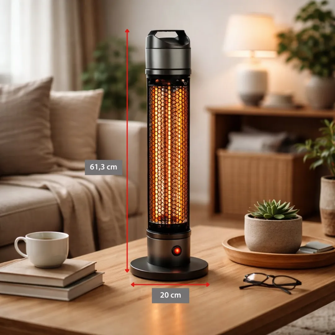 alpina Heater Terrasverwarmer Elektrisch - Infrarood Verwarming met 360 Graden Warmteverdeling - Heaters Elektrisch IP44 Spatwaterdicht - Terrasverwarmer Infrarood 800W voor Binnen en Buiten