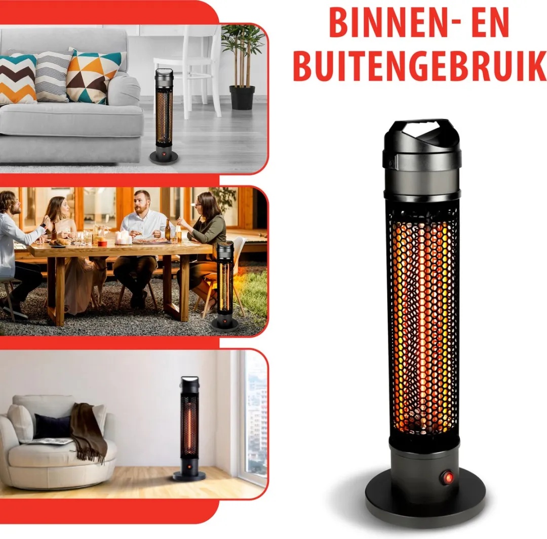 alpina Heater Terrasverwarmer Elektrisch - Infrarood Verwarming met 360 Graden Warmteverdeling - Heaters Elektrisch IP44 Spatwaterdicht - Terrasverwarmer Infrarood 800W voor Binnen en Buiten