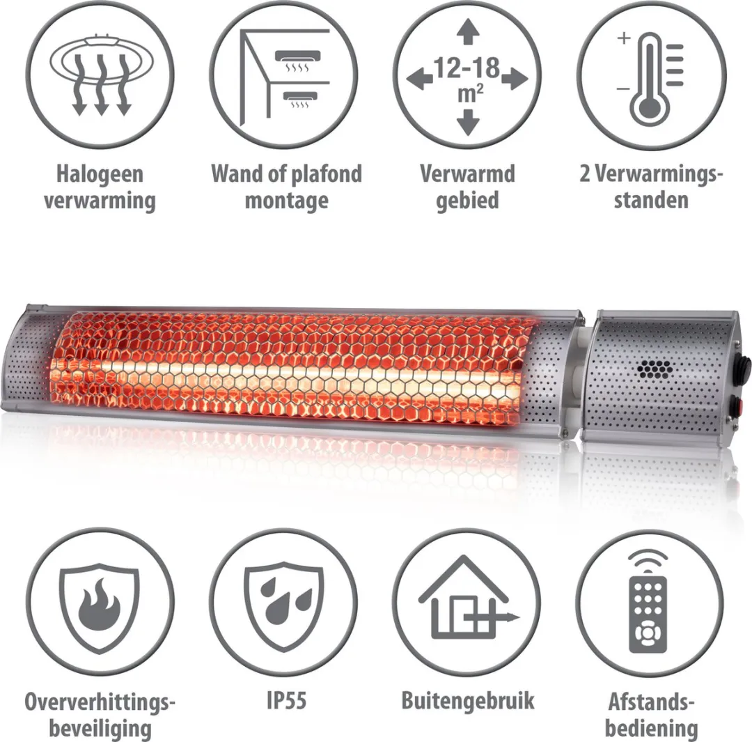 Alpina Terrasverwarmer Infrarood MEALEL6640/0012 2000W - Zilver - afbeelding 6 van 6