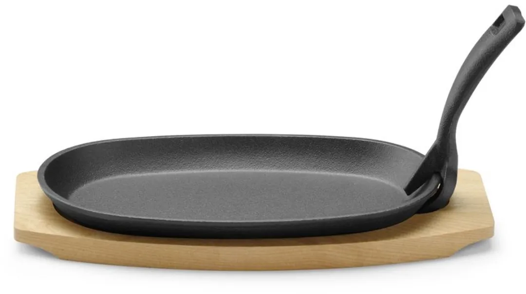 HENDI Gietijzeren Schaal met Houten Onderlegger 280x140x30mm