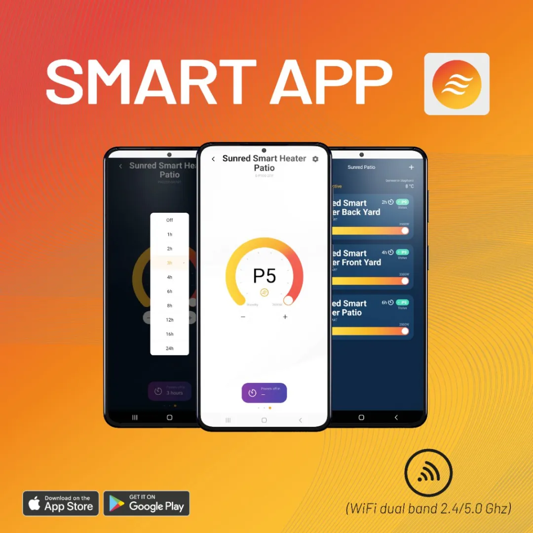 Sunred - Proglax Gastro - Ultra lijn - Zwart - Staand model - Terrasverwarmer - Infraroodstraling - 2000 W – ECO - 5 standen – ECO – SMART - Afstand bestuurbaar - Elektrische heater – Slimme heater