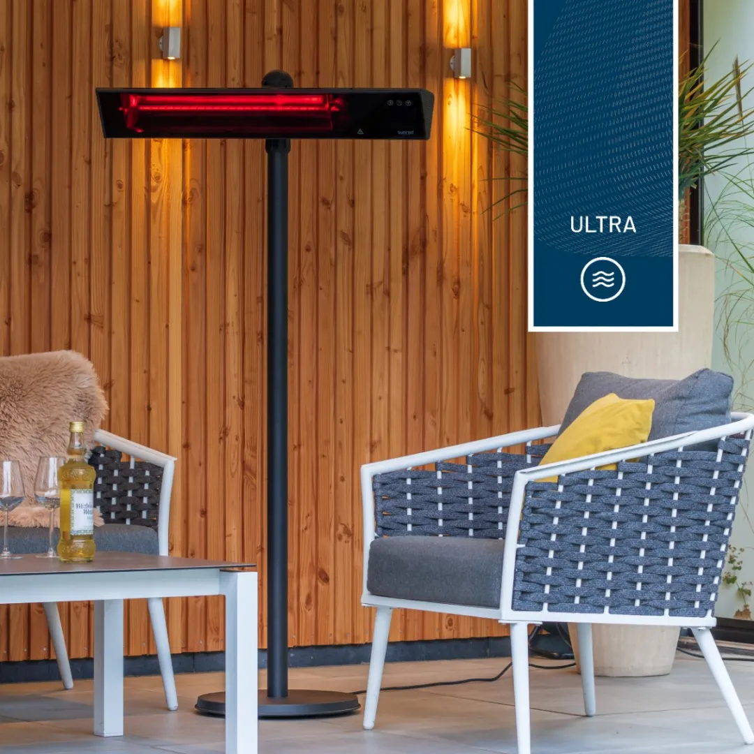 Sunred - Proglax Gastro - Ultra lijn - Zwart - Staand model - Terrasverwarmer - Infraroodstraling - 2000 W – ECO - 5 standen – ECO – SMART - Afstand bestuurbaar - Elektrische heater – Slimme heater