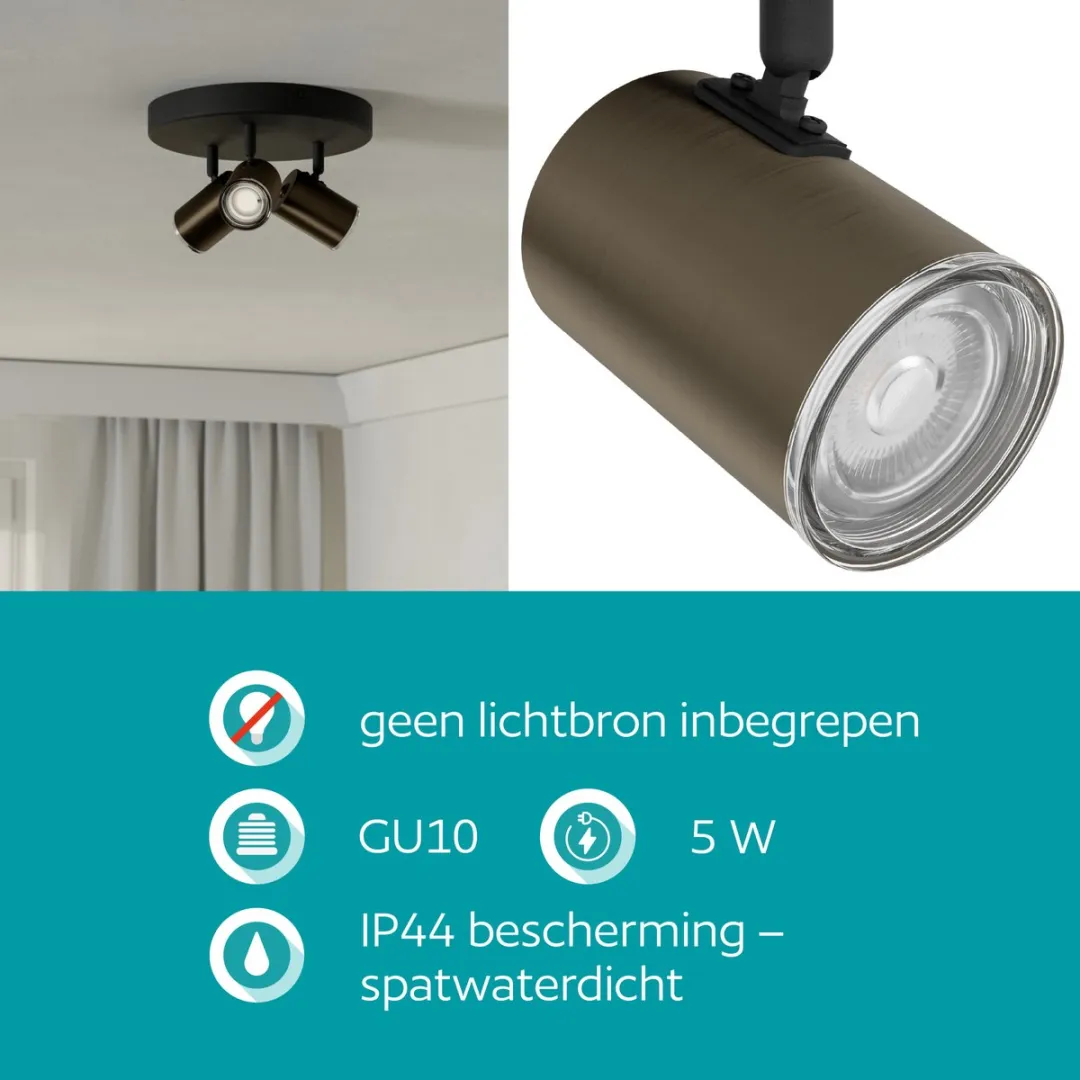 Eglo Consuma 1 Opbouwspot GU10 - Ø25cm - Brons/Zwart