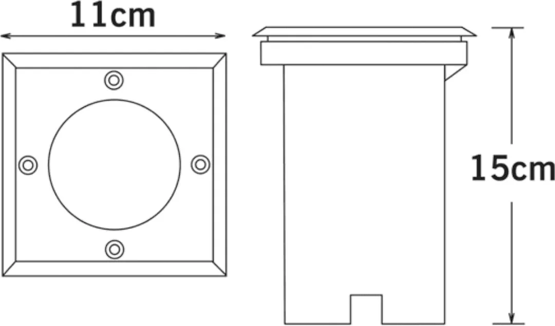 Konstsmide Grondspot Vierkant 7W 15cm - Zwart - afbeelding 6 van 6