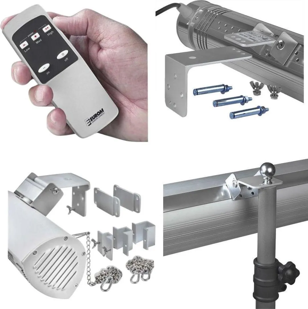 Eurom - Terrasverwarming - Golden 2000 Ultra RCD - 2000 Watt - Elektrisch - IP65 Spuitwaterdicht / Waterproof - 3 Standen - Hangend