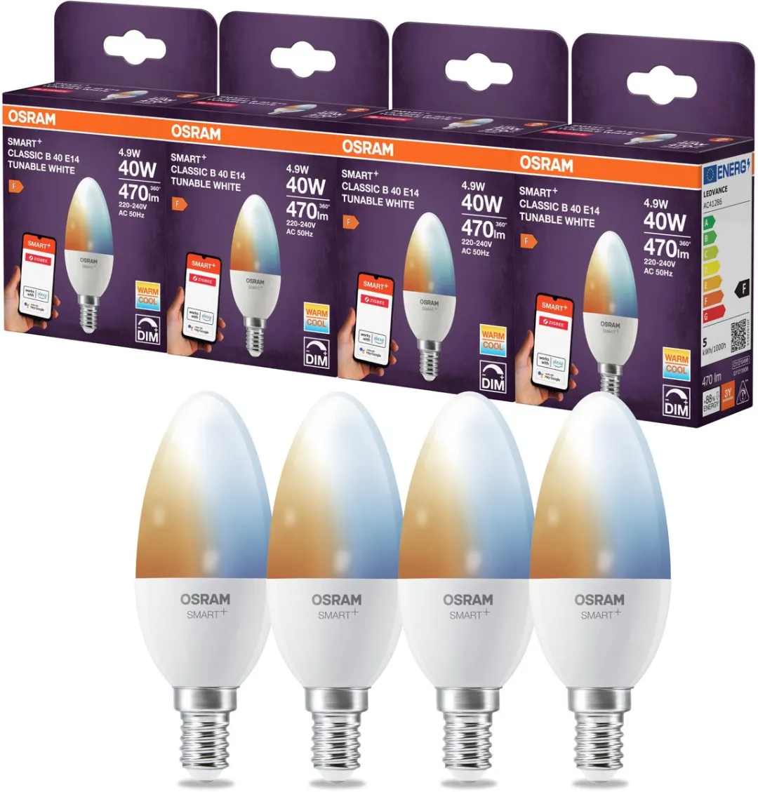 Osram Smart LED Kaarslamp B40 E14 4,9W ZigBee 3.0 - Helder