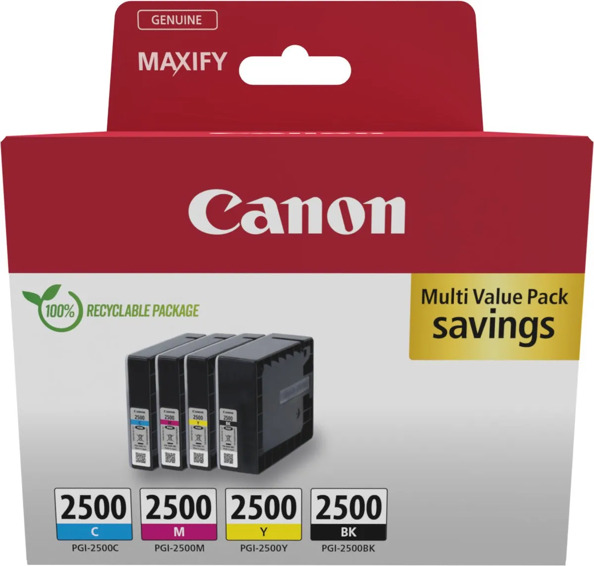 Canon PGI-2500 BK/C/M/Y Inktcartridges - 2500 pagina's - Multipack
