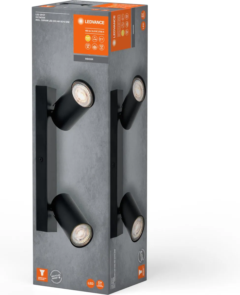 LEDVANCE LED Spot Octagon GU10 2x3,4W - Zwart