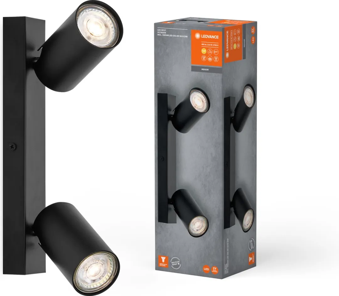 LEDVANCE LED Spot Octagon GU10 2x3,4W - Zwart
