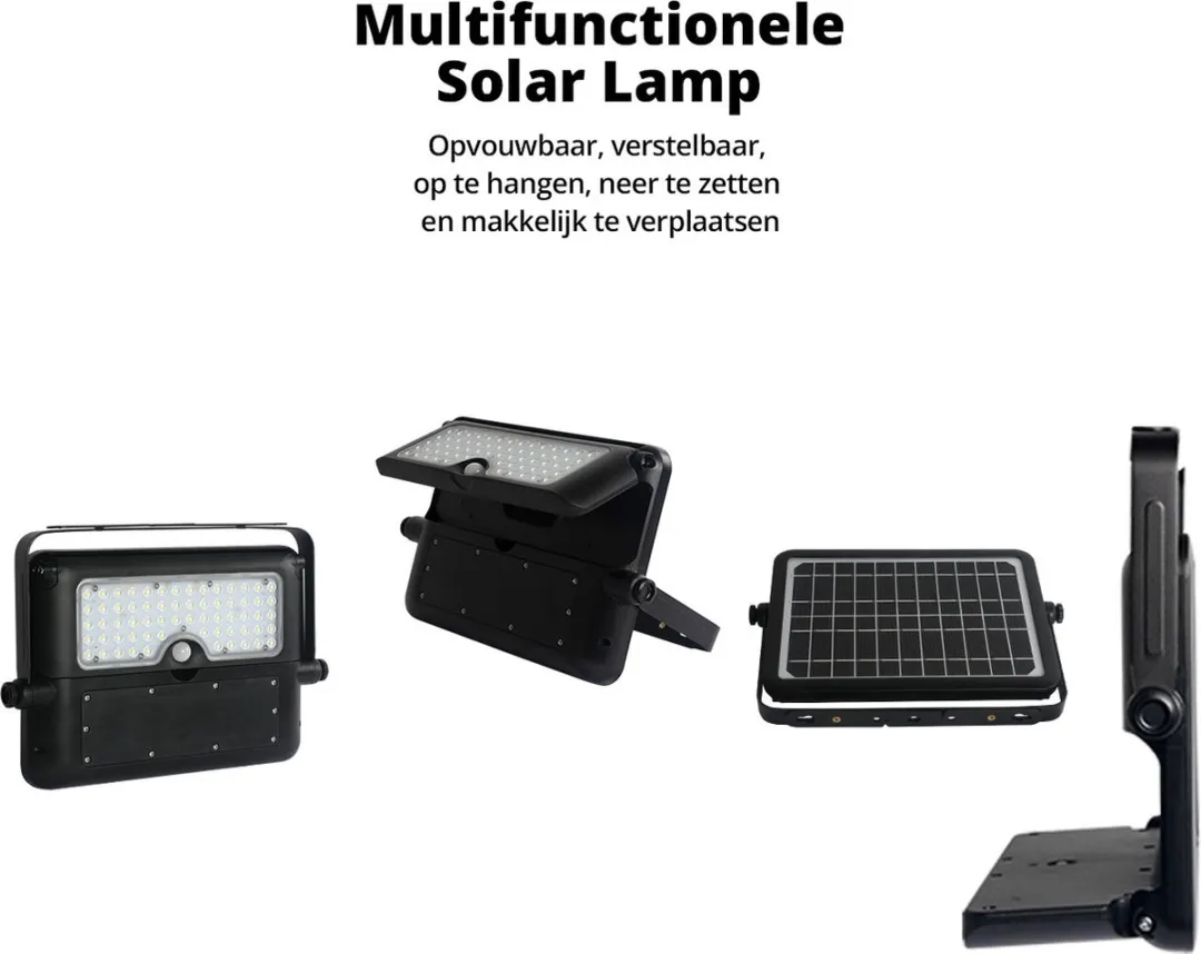 FlinQ Solar Wandlamp 5W - Warm Wit - Zwart