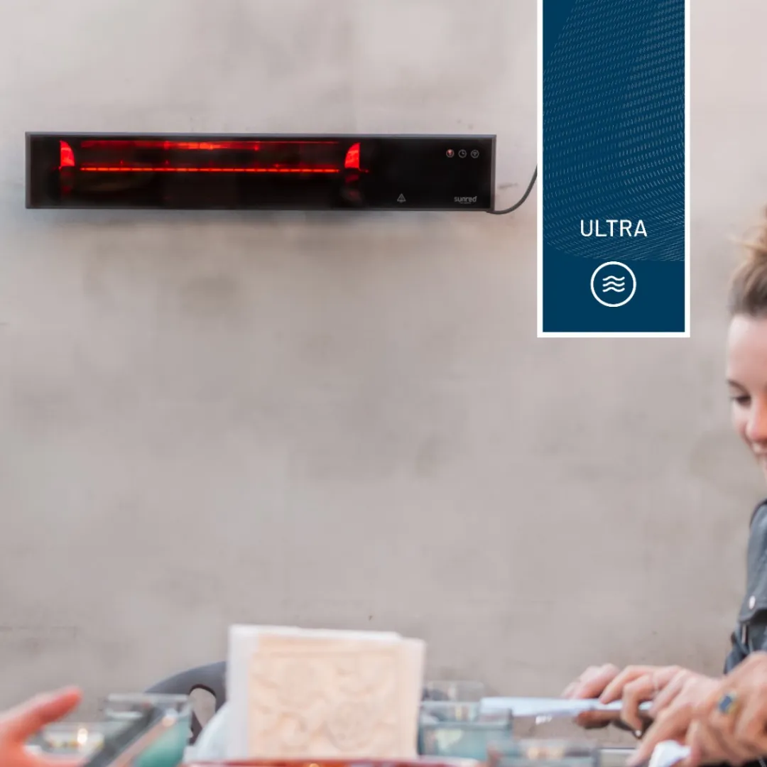 Sunred - Proglax Gastro - Ultra lijn - Zwart - Wand model - Terrasverwarmer - Infraroodstraling - 2000 W – ECO - 5 standen – ECO – SMART - Afstand bestuurbaar - Elektrische heater – Slimme heater