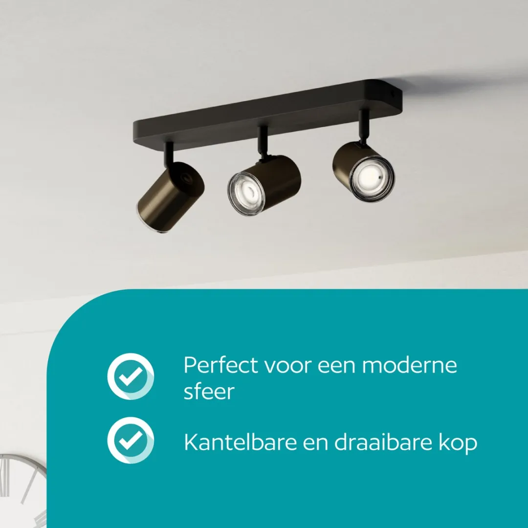 Eglo Consuma 1 Opbouwspot GU10 - 3 Stuks - Brons/Zwart