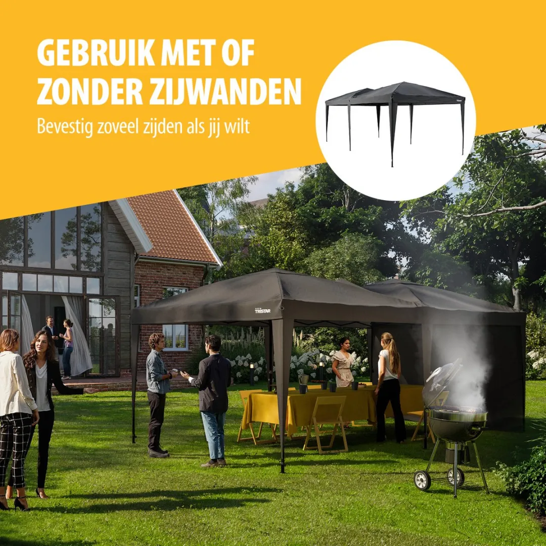 Tristar PT-7809 Partytent 6x3m - Antraciet - 4 Zijkanten