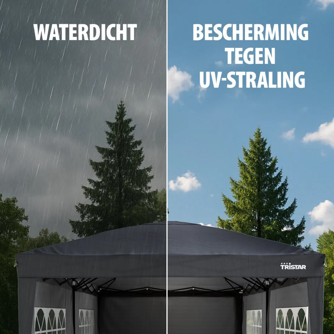 Tristar PT-7809 Partytent 6x3m - Antraciet - 4 Zijkanten