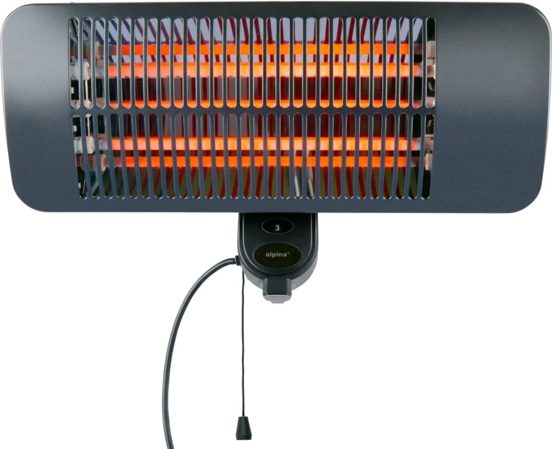 alpina Infrarood Verwarming Hangend - Terras Heater 2000W 3 Warmtestanden - Spatwaterdichte Terrasheater IP34 met Infrarood Paneel - Terrasverwarmer
