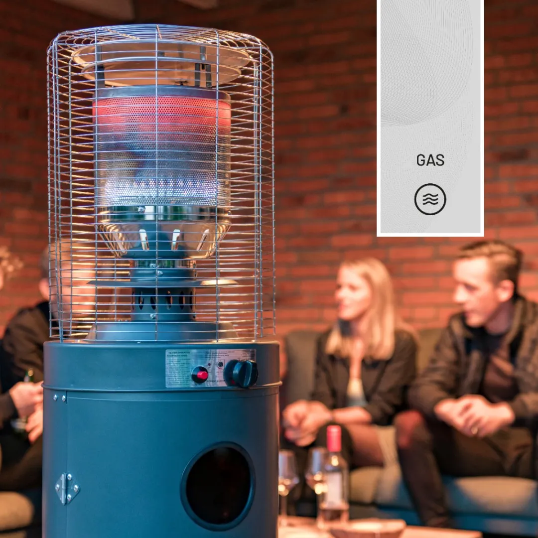 Sunred - Propus - Gas lijn - Grijs - Staand model - Terrasverwarmer - Gas - 10000 W – Verschillende standen – Piezo ontsteking - Gas heater - Compleet: incl. gasdrukregelaar & slang