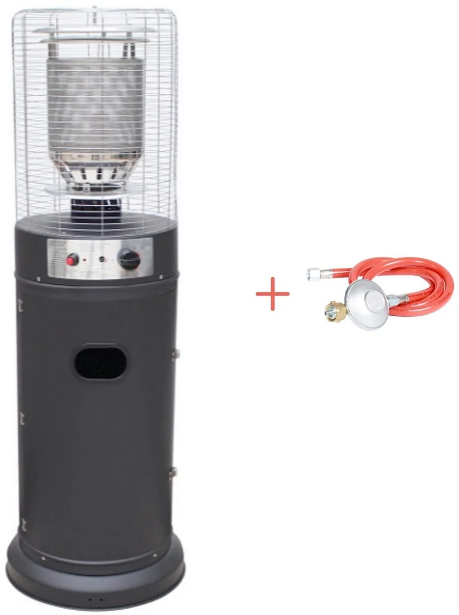 Sunred - Propus - Gas lijn - Grijs - Staand model - Terrasverwarmer - Gas - 10000 W – Verschillende standen – Piezo ontsteking - Gas heater - Compleet: incl. gasdrukregelaar & slang