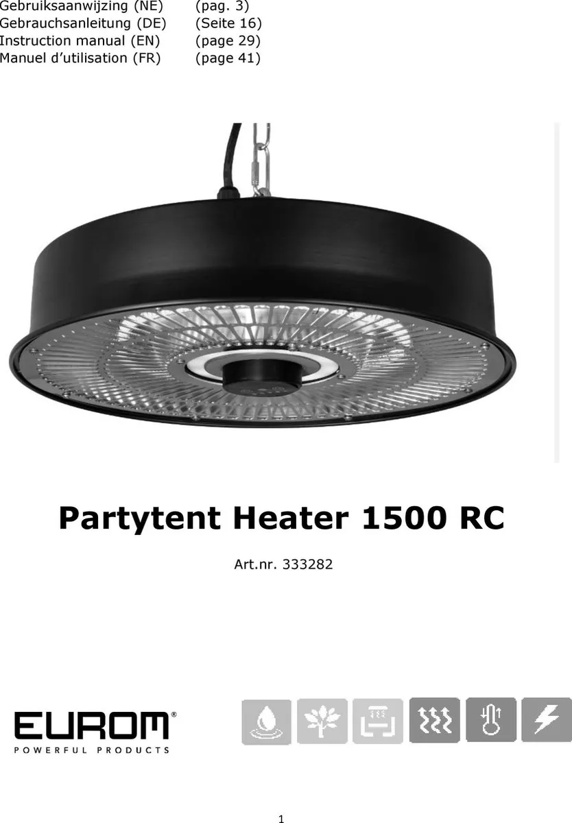 Eurom Partytentheater 1500 RC - 1500W - Zwart