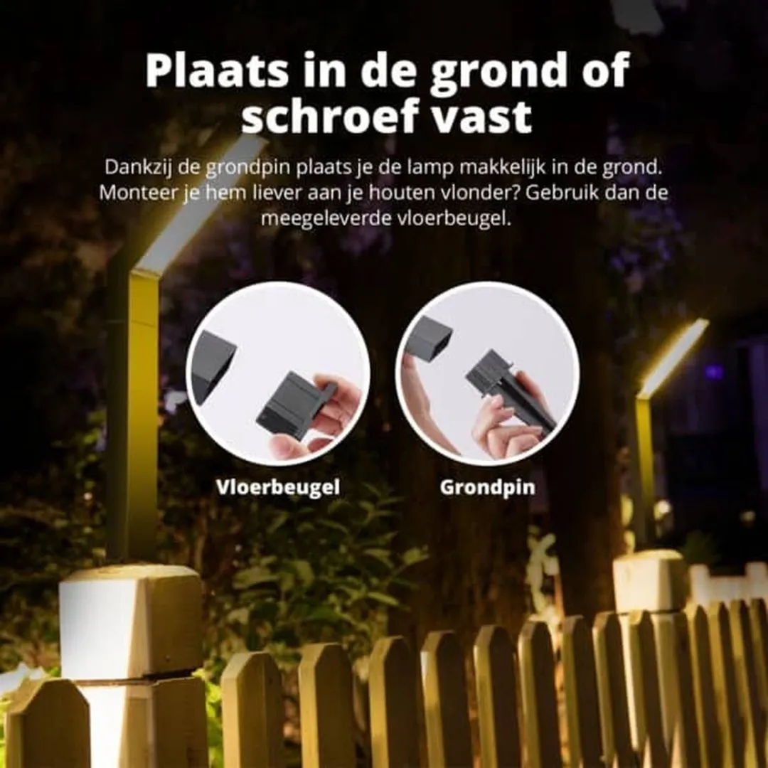 FlinQ Yora Solar Tuinverlichting - 2 Stuks - Zwart