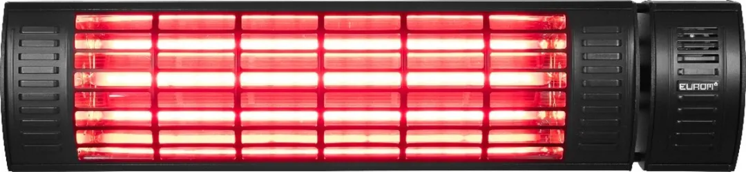 Eurom - Terrasverwarming - Golden 2000 Ultra RCD Zwart - 2000 Watt - Elektrisch - IP65 Spuitwaterdicht / Waterproof - 3 Standen - Hangend