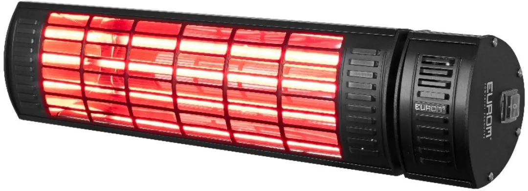Eurom - Terrasverwarming - Golden 2000 Ultra RCD Zwart - 2000 Watt - Elektrisch - IP65 Spuitwaterdicht / Waterproof - 3 Standen - Hangend