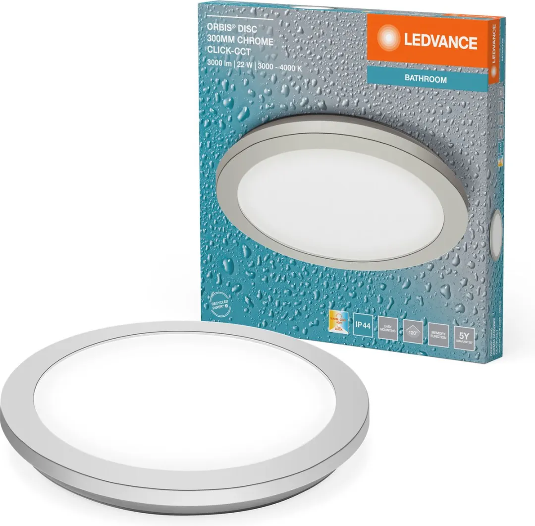 LEDVANCE Orbis Disc Wandlamp 22W 1800lm Click CCT - Chroom