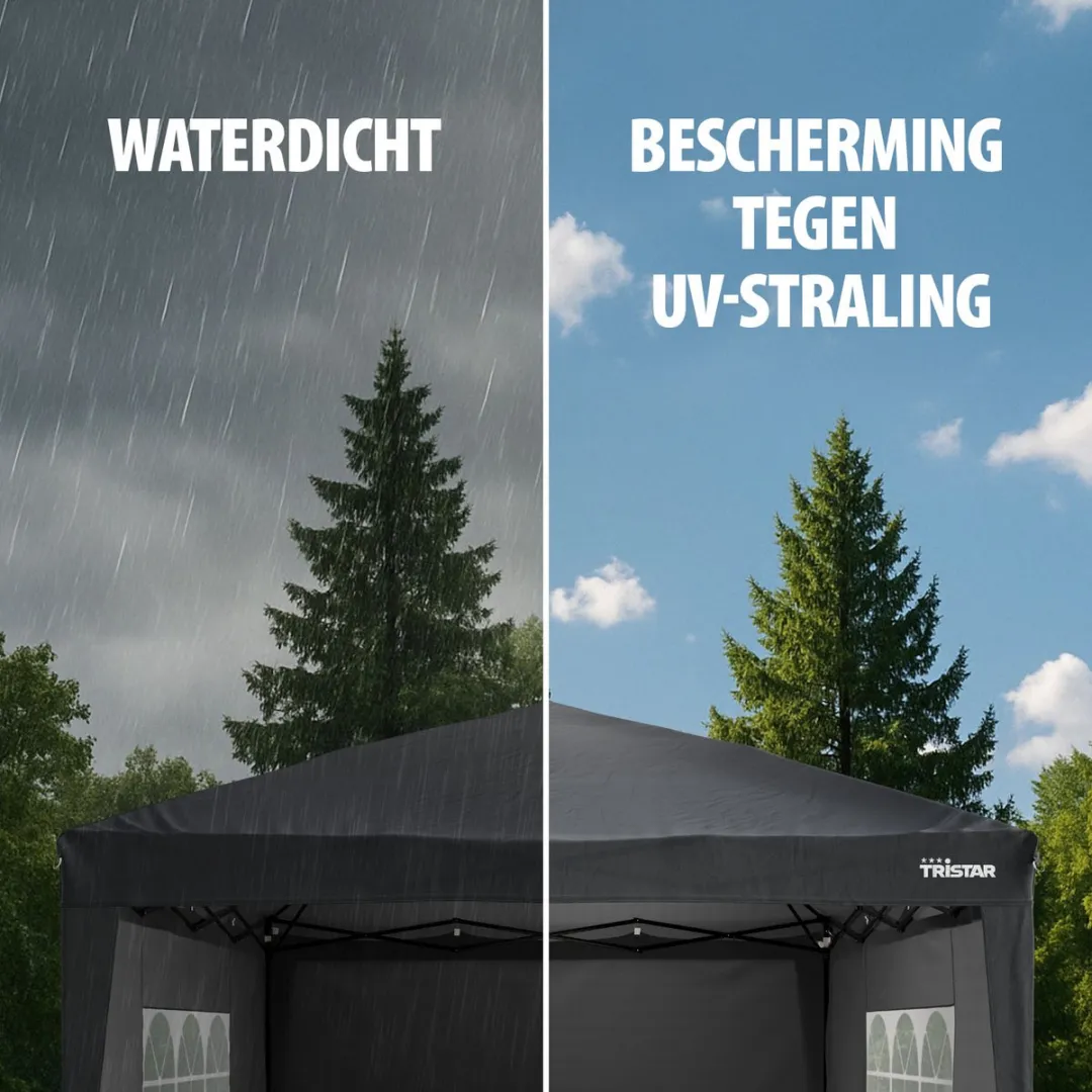 Tristar PT-7804 Partytent 3x4m - Antraciet - 4 Zijkanten - afbeelding 6 van 6