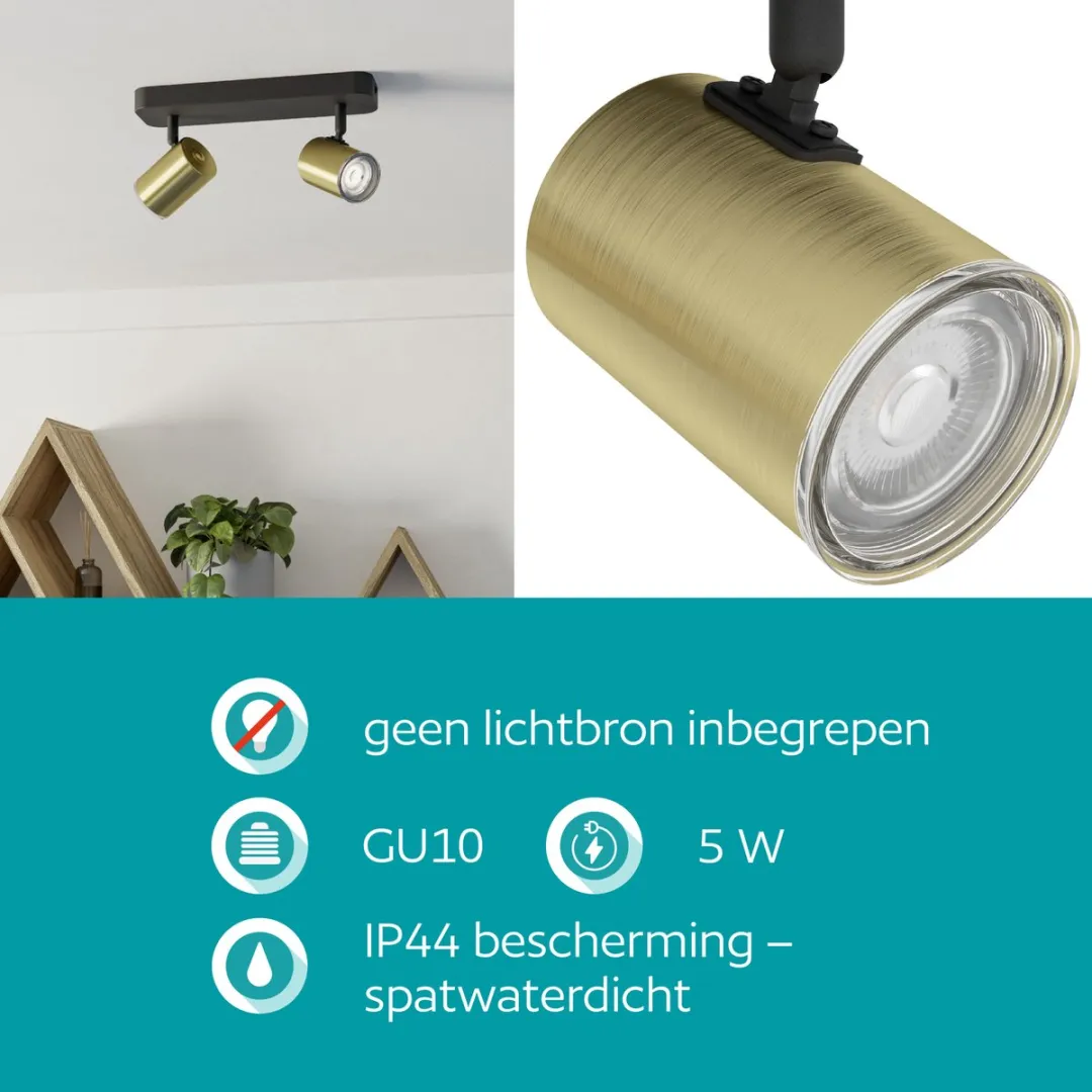 Eglo Consuma 1 Opbouwspot GU10 - 28cm - Zwart/Goud