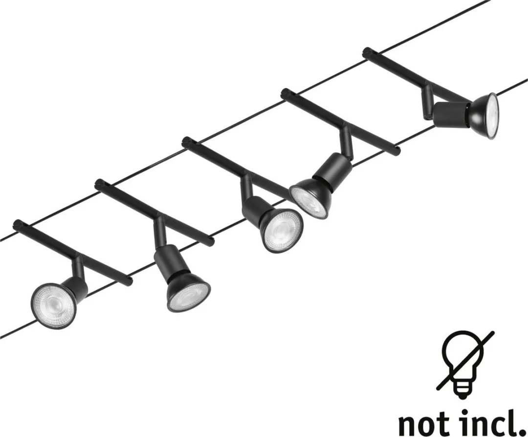 Paulmann Salt Kabelverlichting Basisset 5x10W - Mat Zwart