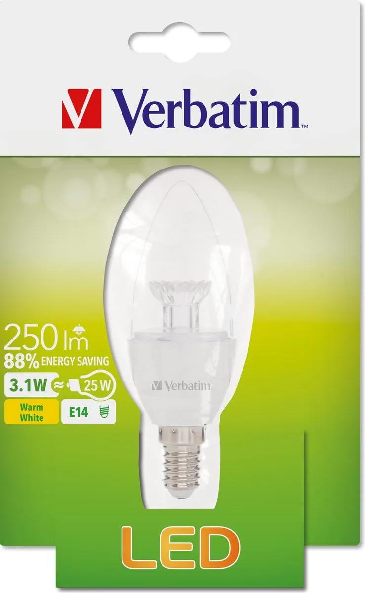 Verbatim Candle LED-lamp Warm Wit 3,1W E14 - 4 Stuks - afbeelding 6 van 6