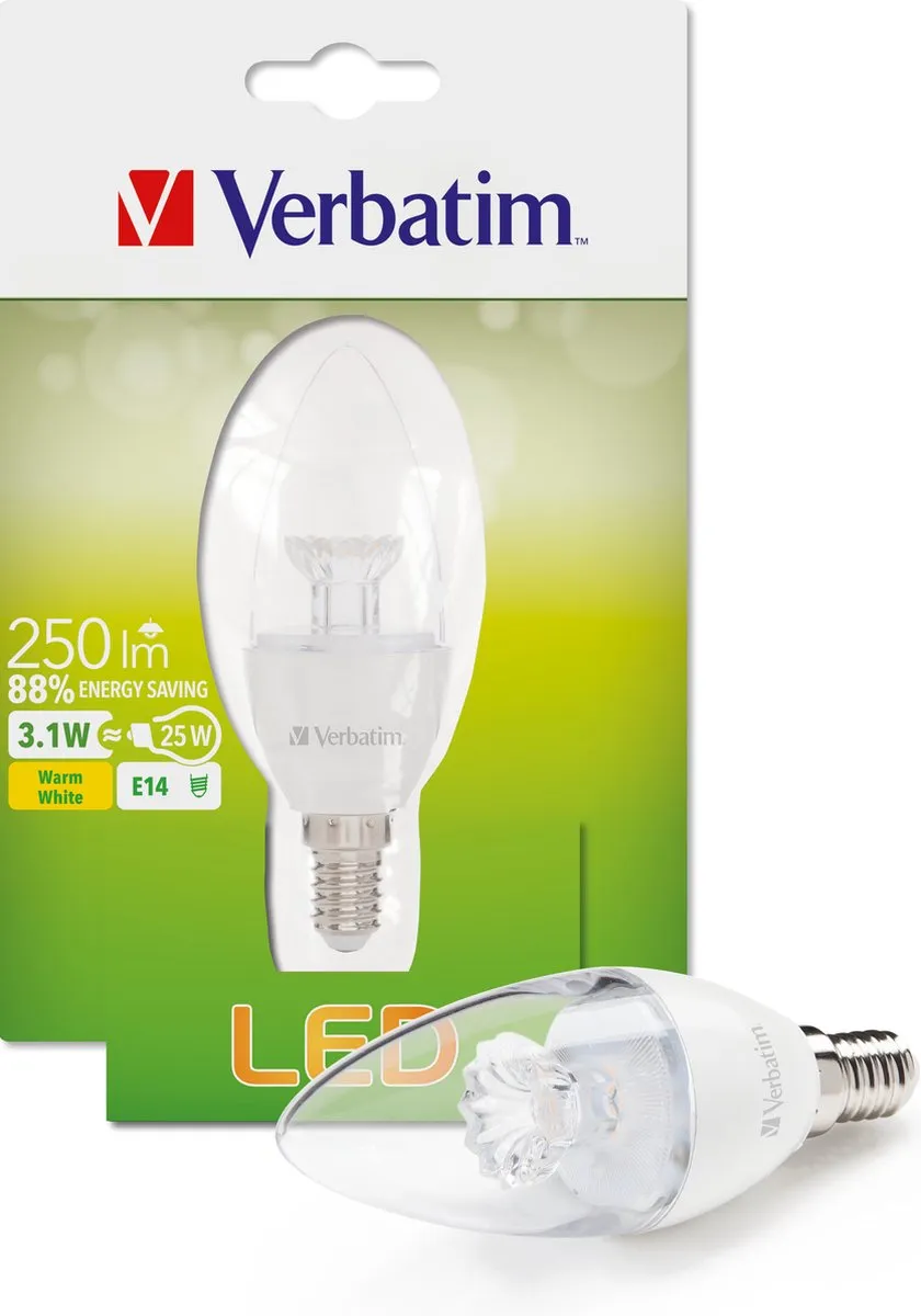 Verbatim Candle LED-lamp Warm Wit 3,1W E14 - 4 Stuks