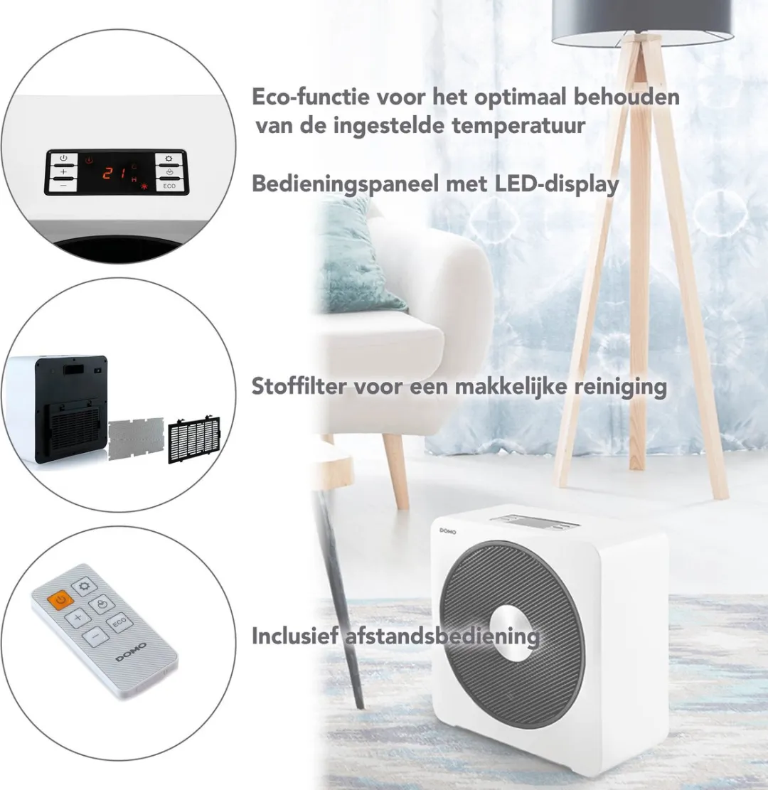 Domo DO7344H Keramische Kachel 2500W - Wit/Zwart