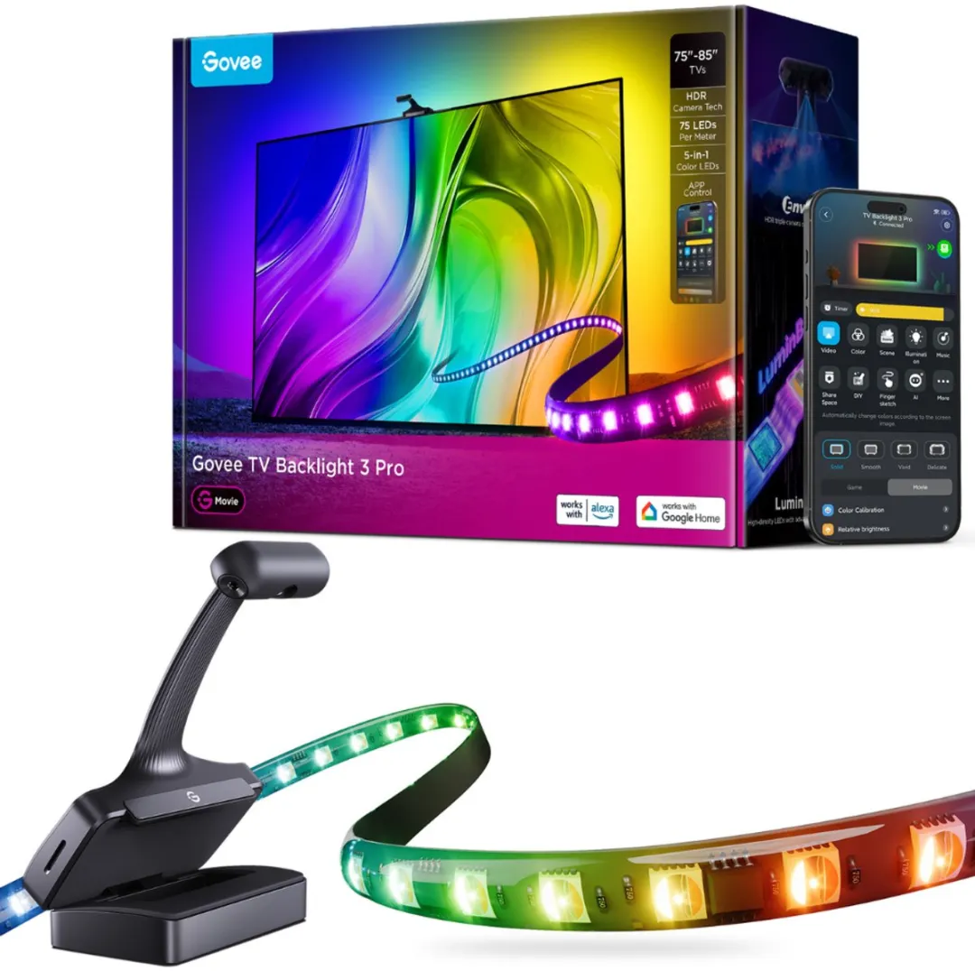 Govee TV Backlight 3 Pro LED-verlichting 75-85" - RGBW - 375 Lichtpunten - Zwart