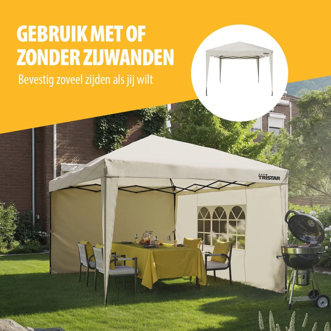 Tristar PT-7803 Partytent 3x3m - Beige - 4 Zijkanten